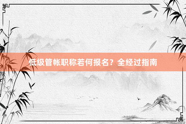低级管帐职称若何报名？全经过指南