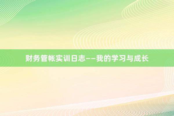 财务管帐实训日志——我的学习与成长
